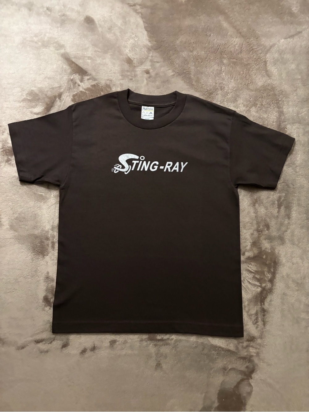 Alstyle T-Shirt Youth Size M Black with White "Sting-Ray" Logo